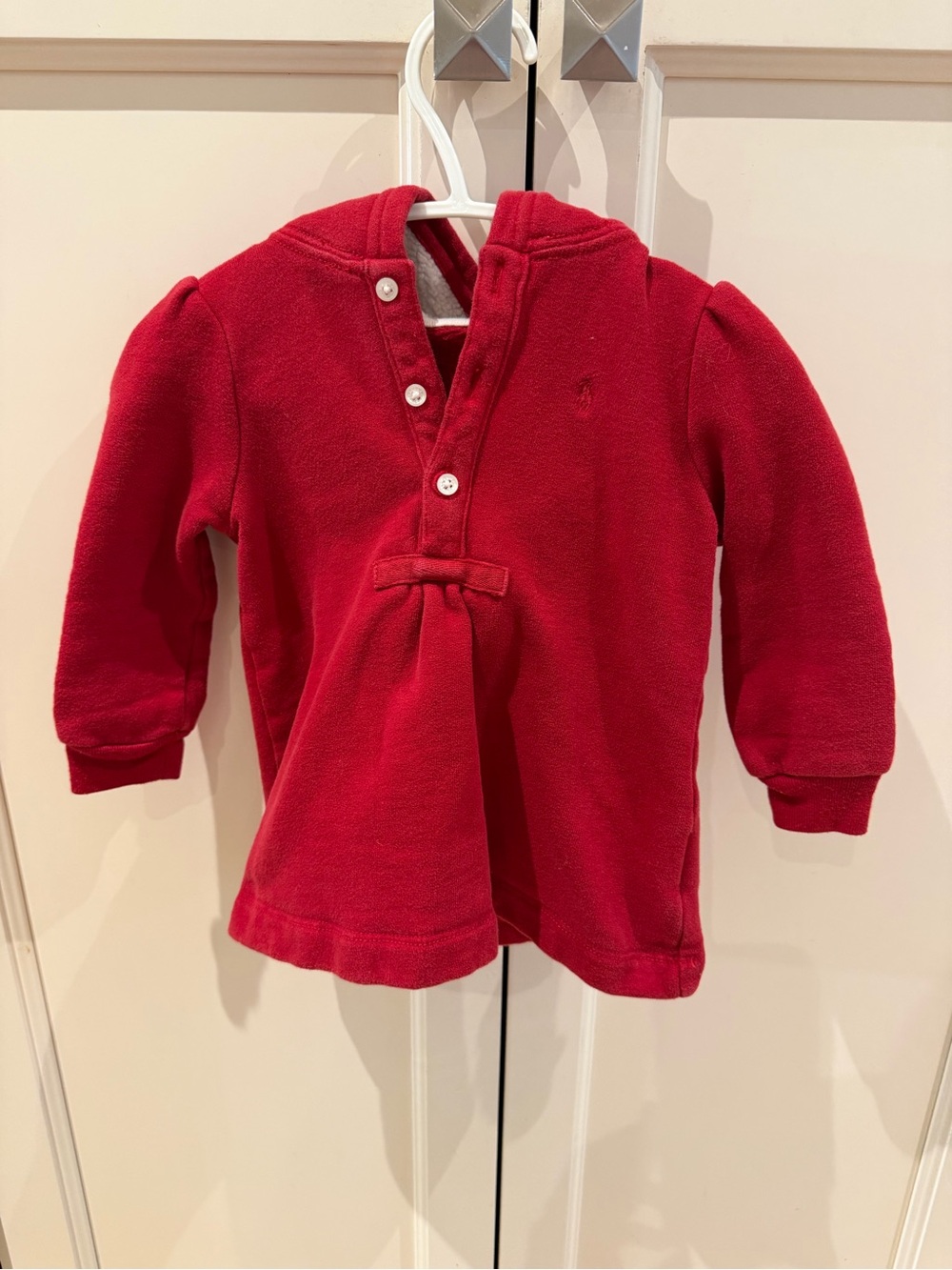 Red Ralph Lauren 12m Girls' Fleece hooded Top